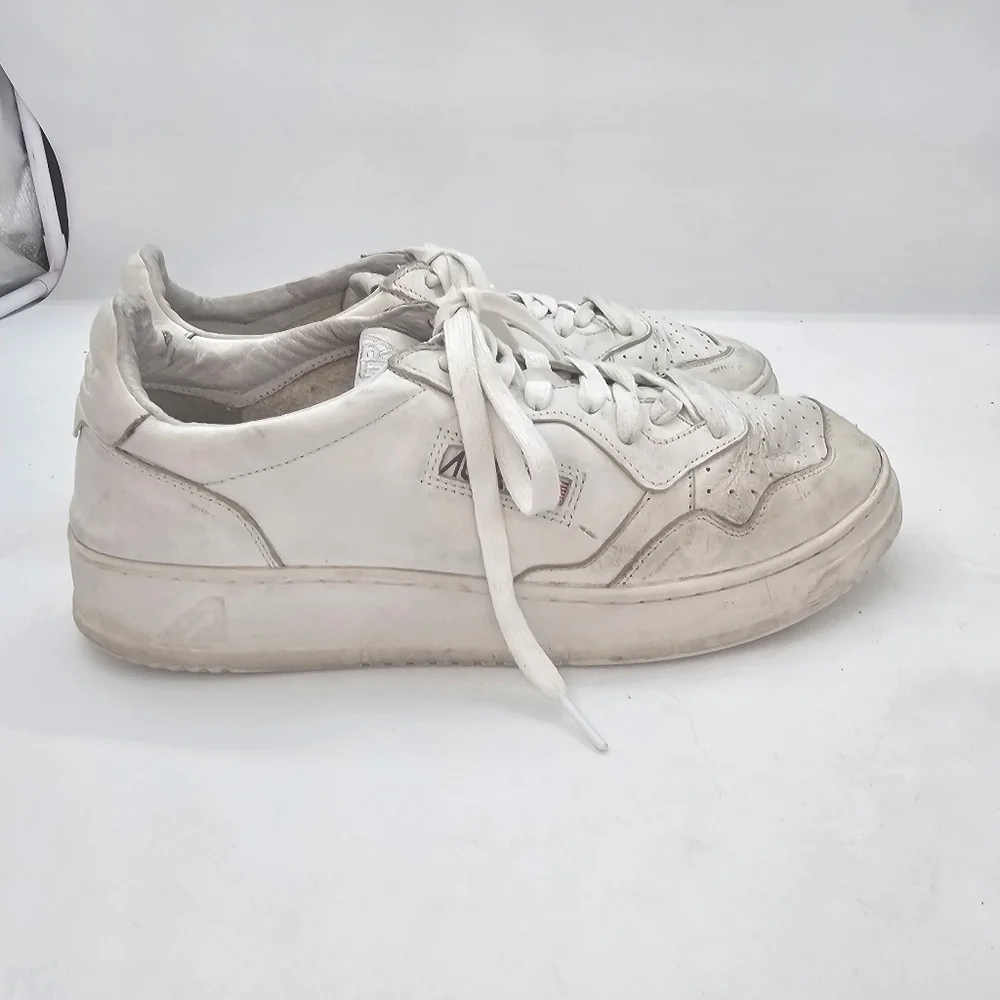 Autry Medalist Low Top Distressed Vintage Leather Sneakers White EU45 US11.5-12